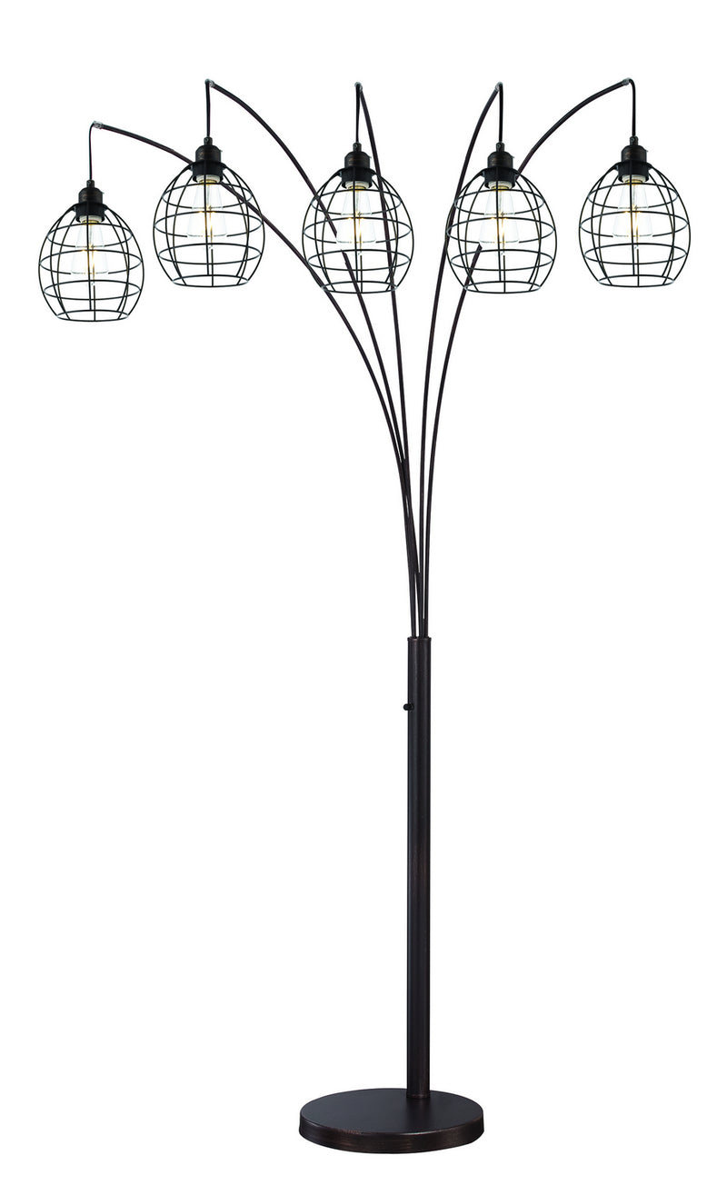 Kaden 5-Light Arch Lamp in Copper Bronze Metal Shade, E27 Vintage 40Wx5