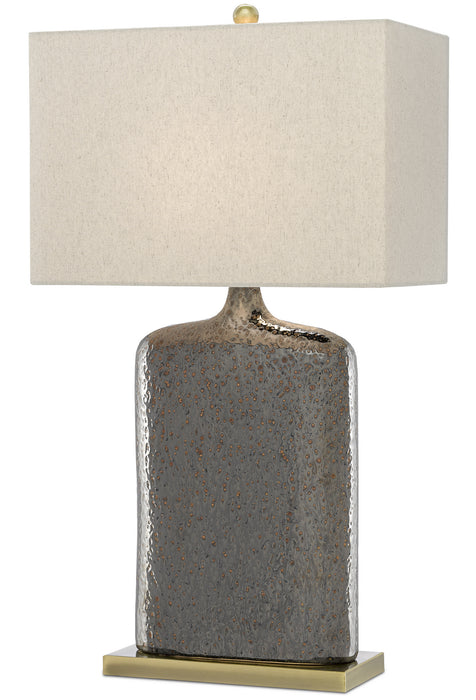 Musing 1 Light Table Lamp in Rustic Metallic Bronze with Khaki Linen Shade