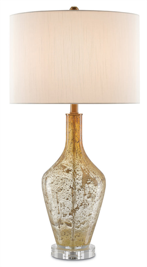 Habib 1 Light Table Lamp in Champagne Speckle with Eggshell Shantung Shade