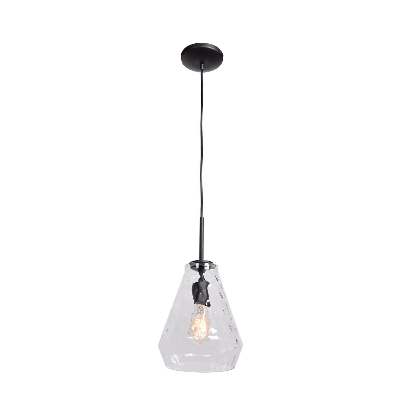 Simplicite Wavy Glass Pendant in Black Finish