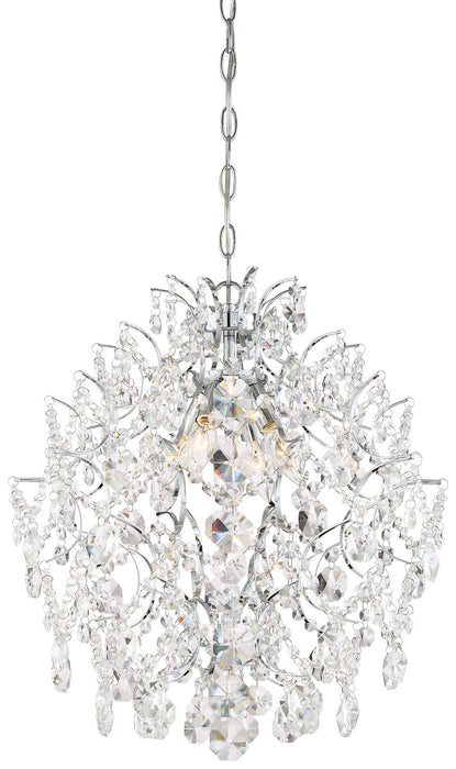 Isabella's Crown 4-Light Chandelier in Chrome & Clear Crystal Strings M Accents - Lamps Expo