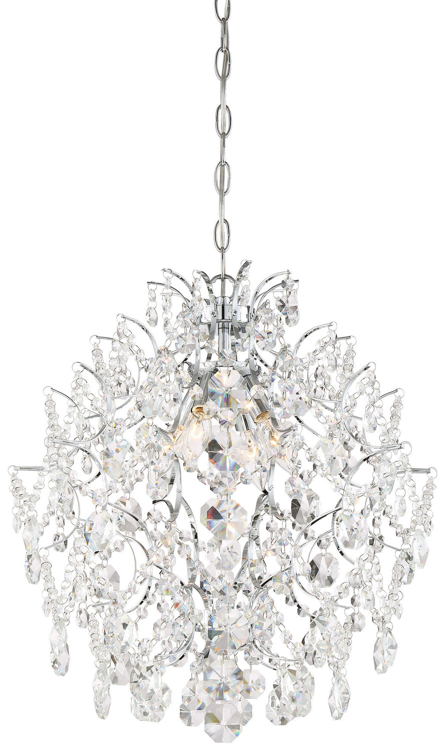 Isabella's Crown 4-Light Chandelier in Chrome & Clear Crystal Strings M Accents - Lamps Expo