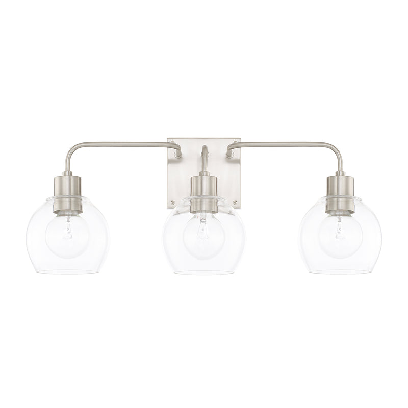 Tanner Three Light Vanity in Brushed Nickel