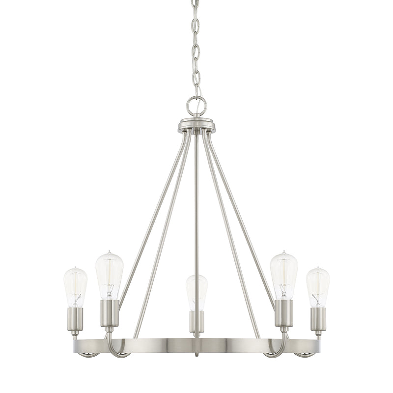 Tanner Five Light Chandelier in Brushed Nickel