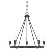 Tanner Five Light Chandelier in Matte Black