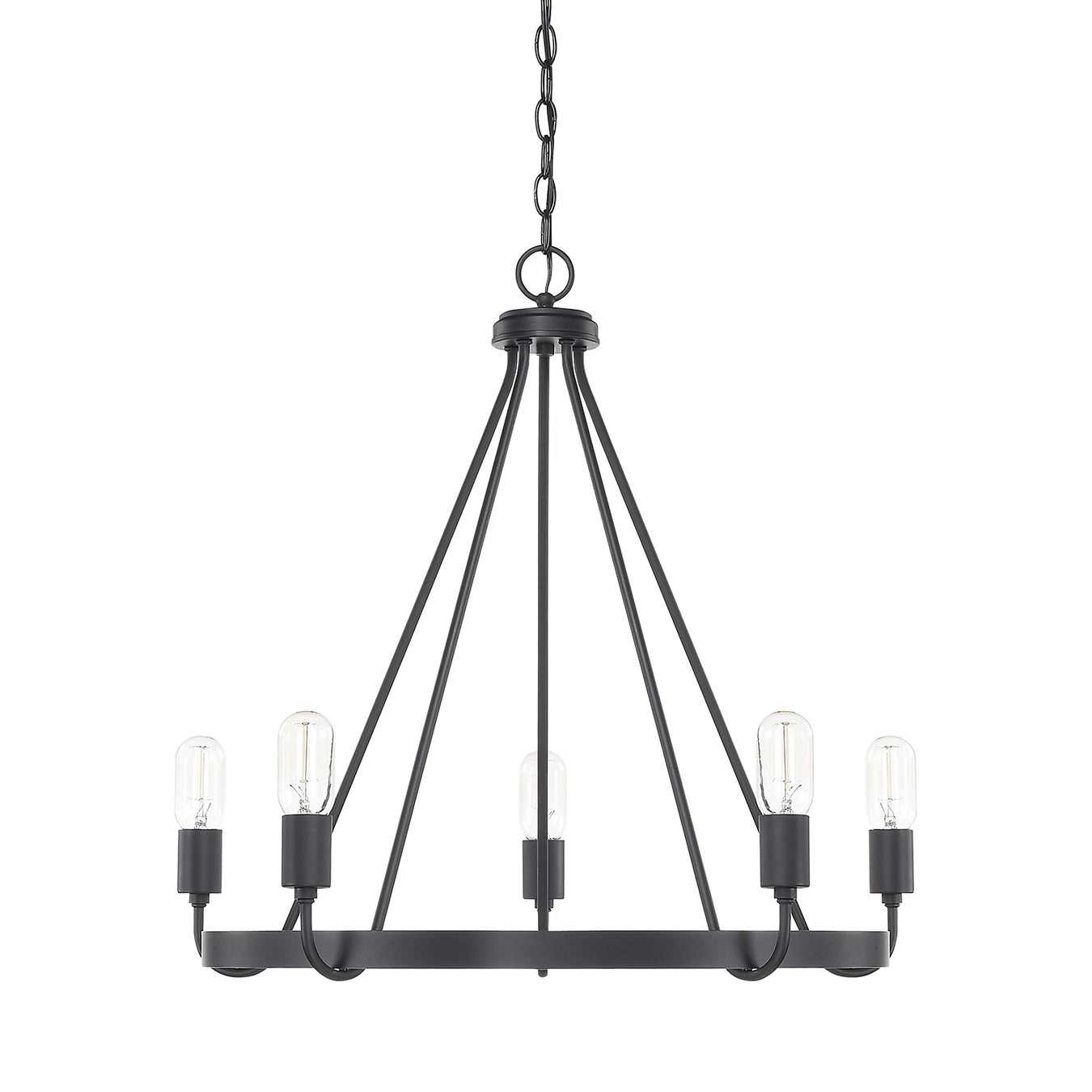 Tanner Five Light Chandelier in Matte Black
