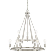 Tanner Nine Light Chandelier in Brushed Nickel