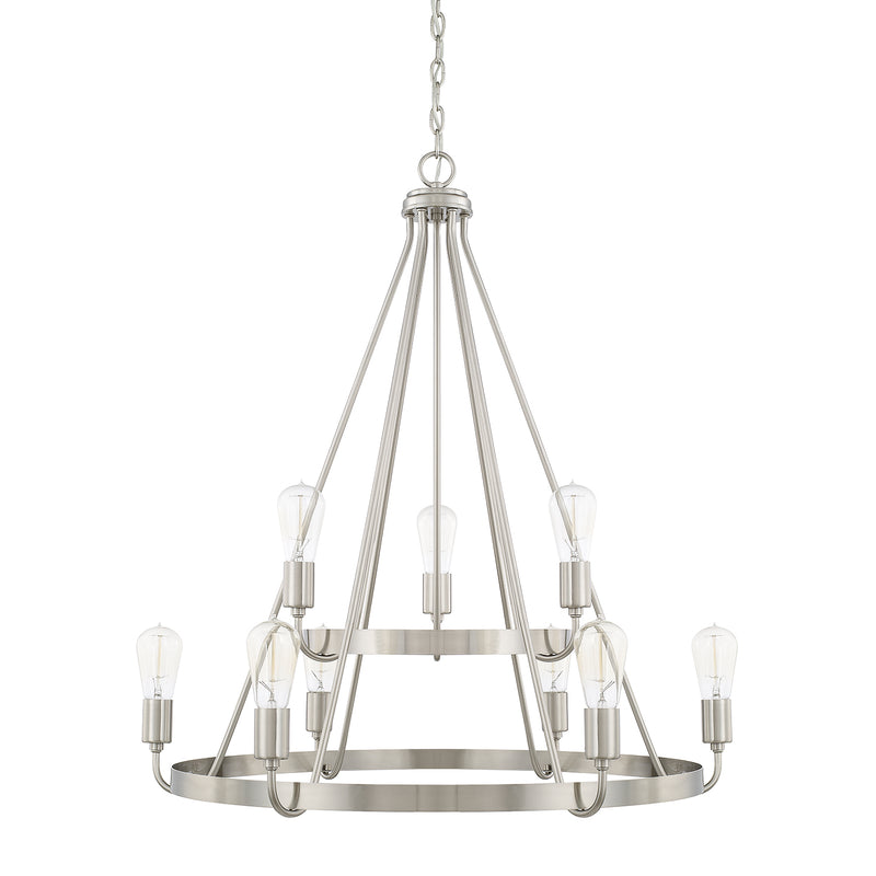 Tanner Nine Light Chandelier in Brushed Nickel