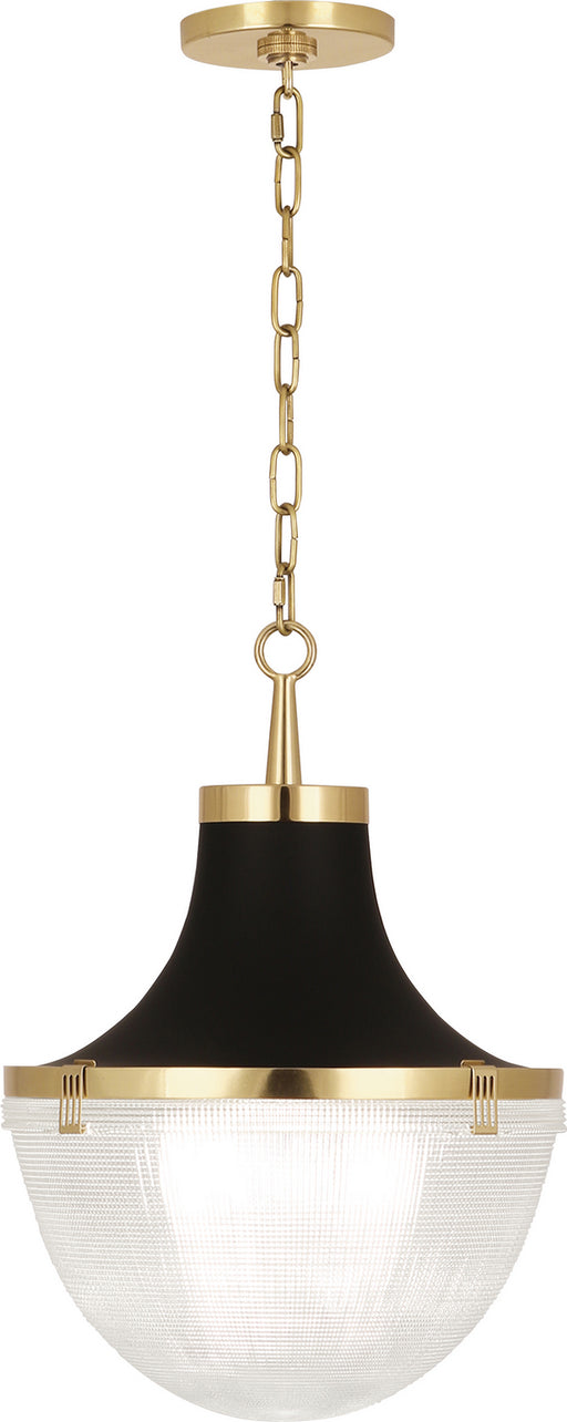Brighton Pendant in Modern Brass Finish with Clear Halophane Glass Shade - Lamps Expo