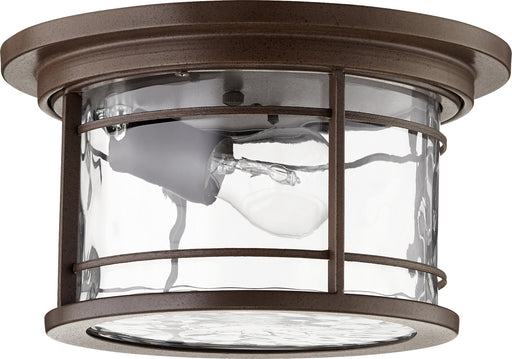 Larson Transitional Ceiling Mount in Oiled Bronze W/ Clear Hammered Glass