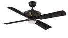 Pickett 52 inch Fan in Black with Satin Brass Accents and LED