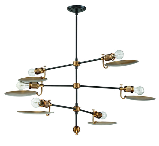 Eclipse 6-Light Chandelier in Flat Black/Patina Aged Brass - Lamps Expo