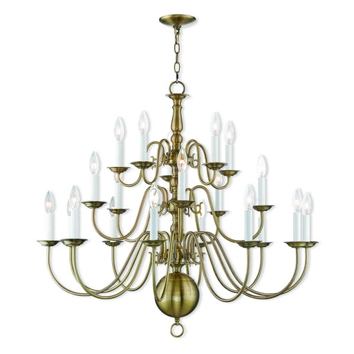 Williamsburgh 20 Light Foyer Chandelier in Antique Brass - Lamps Expo
