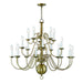 Williamsburgh 20 Light Foyer Chandelier in Antique Brass - Lamps Expo