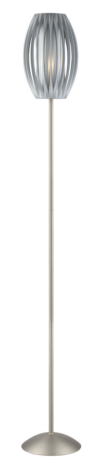 Floor Lamp in Stainless Steel with Grey Pleated Shade, E27 Type A 100W
