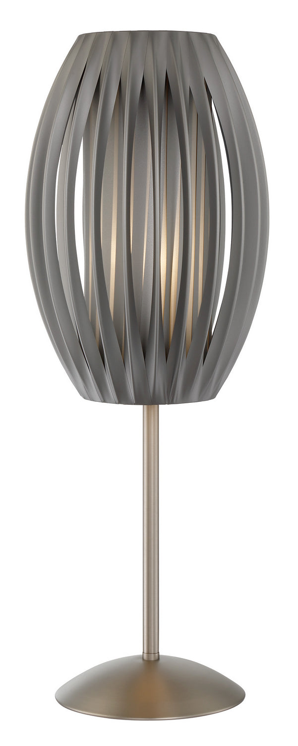 Table Lamp in Stainless Steel with Grey Pleated Shade, E27 Type A 60W