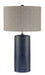 Jacoby Table Lamp in Blue with Grey Linen Shade, E27 Type A 150W