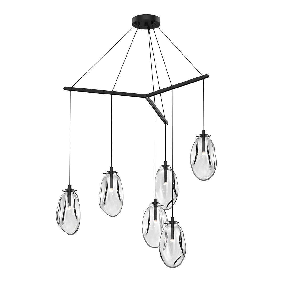 Liquid 6-Light Tri-Spreader LED Pendant in Satin Black - Lamps Expo