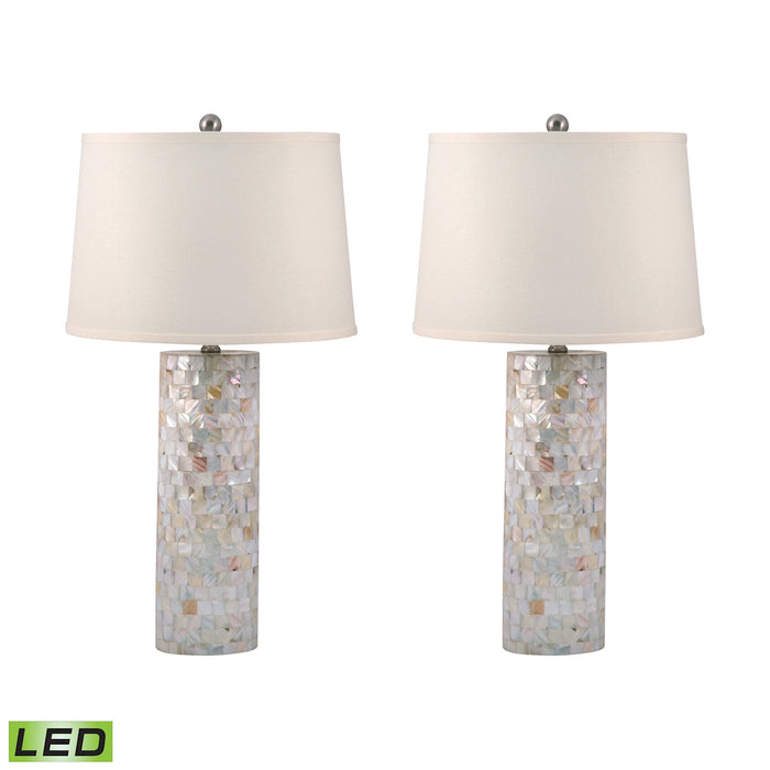 Mother Of Pearl Cylinder Table Lamp (Set Of 2)