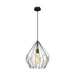 Carlton 1x60W Pendant With Black Finish & Black Metal Geometirc Shade