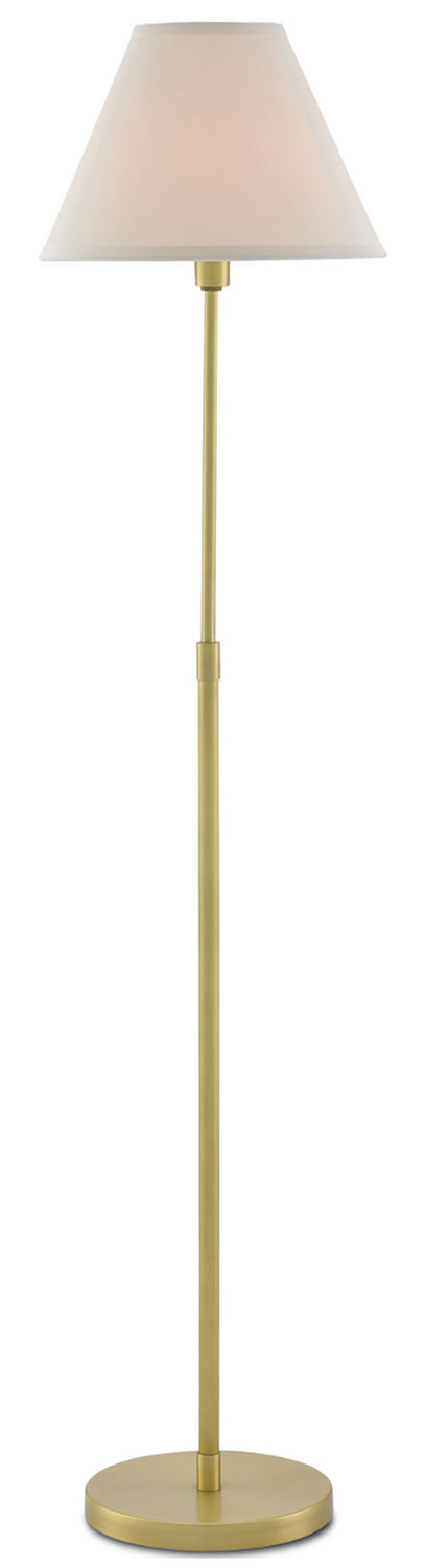 Dain 1 Light Floor Lamp in Antique Brass with Off White Shantung Shade