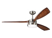 Destin Ceiling Fan in Brushed Steel with Koa Blade