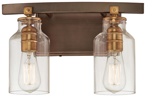 Morrow 2-Light Bath Vanity in Harvard Court Bronze with Gold Highlights & Clear Glass