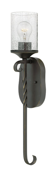 Casa Single Light Sconce in Olde Black with Clear Seedy glass