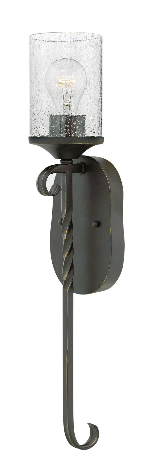 Casa Single Light Sconce in Olde Black with Clear Seedy glass
