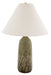 25 Inch Scatchard Table Lamp in Decorated Celadon in Decorated Celadon with Cream Linen Hardback