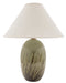 28.5 Inch Scatchard Table Lamp in Decorated Celadon with Cream Linen Hardback
