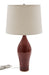 27 Inch Scatchard Table Lamp in Copper Red with Off White Linen Hardback