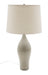 27 Inch Scatchard Table Lamp in Gray Gloss with Off White Linen Hardback