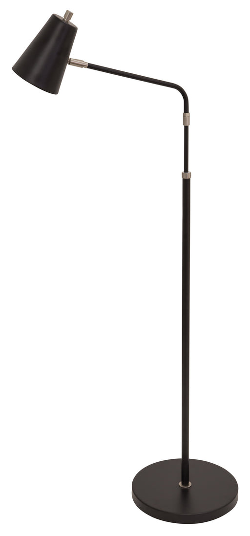 Kirby LED Adjustable Floor Lamp in Black with Satin Nickel Accents