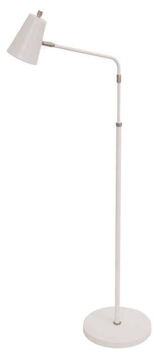 Kirby LED Adjustable Floor Lamp in White with Satin Nickel Accents