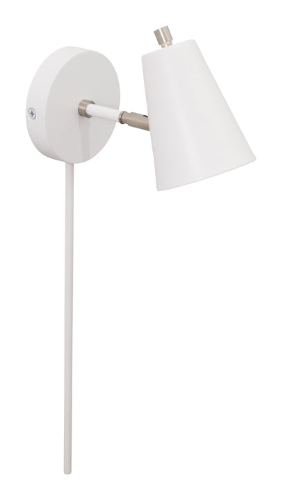 Kirby LED Wall Lamp in White with Satin Nickel Accents