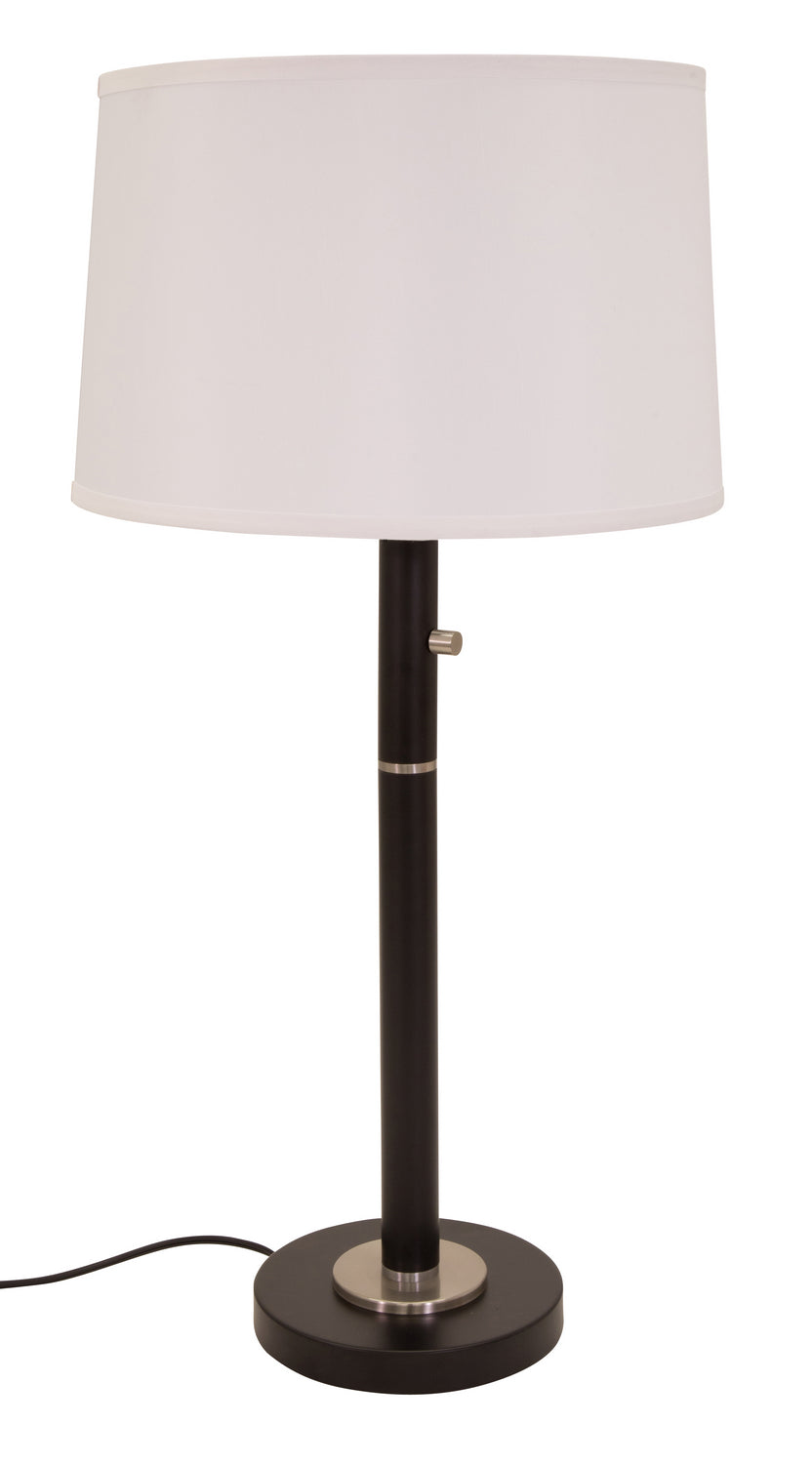 Rupert Three Way Table Lamp In Granite With Satin Nickel Accents And Usb Port with White Linen Hardback