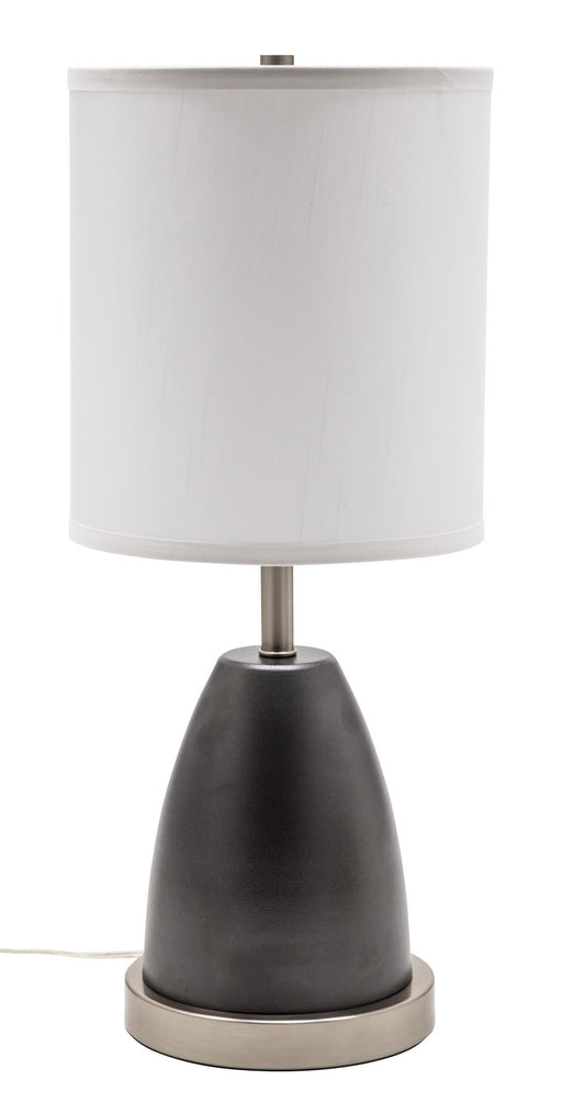 Rupert Table Lamp In Granite With Satin Nickel Accents And Usb Port with White Linen Hardback