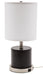Rupert Table Lamp With Satin Nickel Accents And Usb Port with White Linen Hardback
