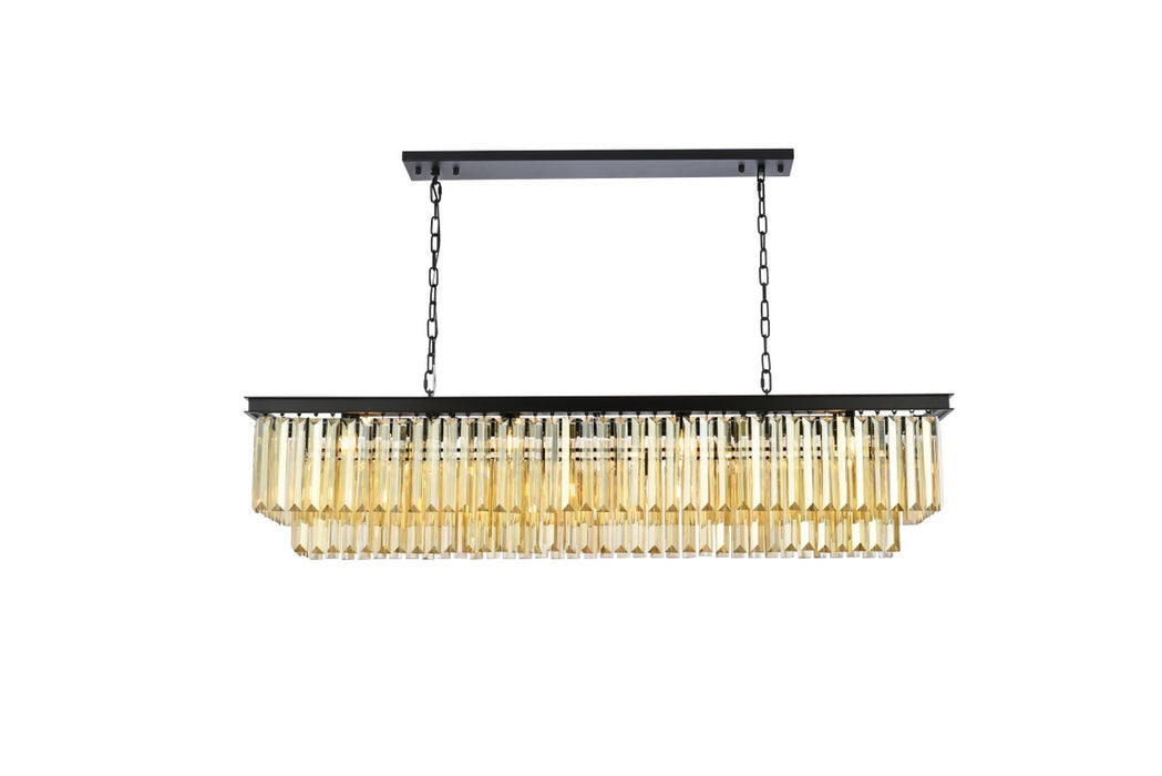 Sydney 12-Light Chandelier in Matte Black with Golden Teak (Smoky) Royal Cut Crystal