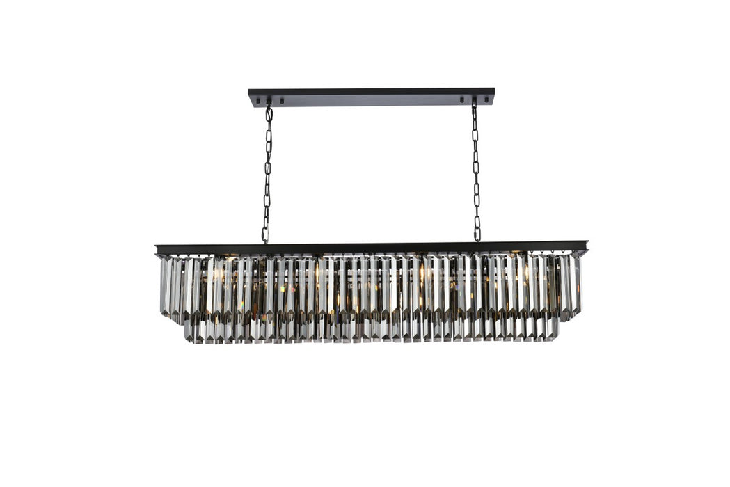 Sydney 12-Light Chandelier in Matte Black with Silver Shade (Grey) Royal Cut Crystal