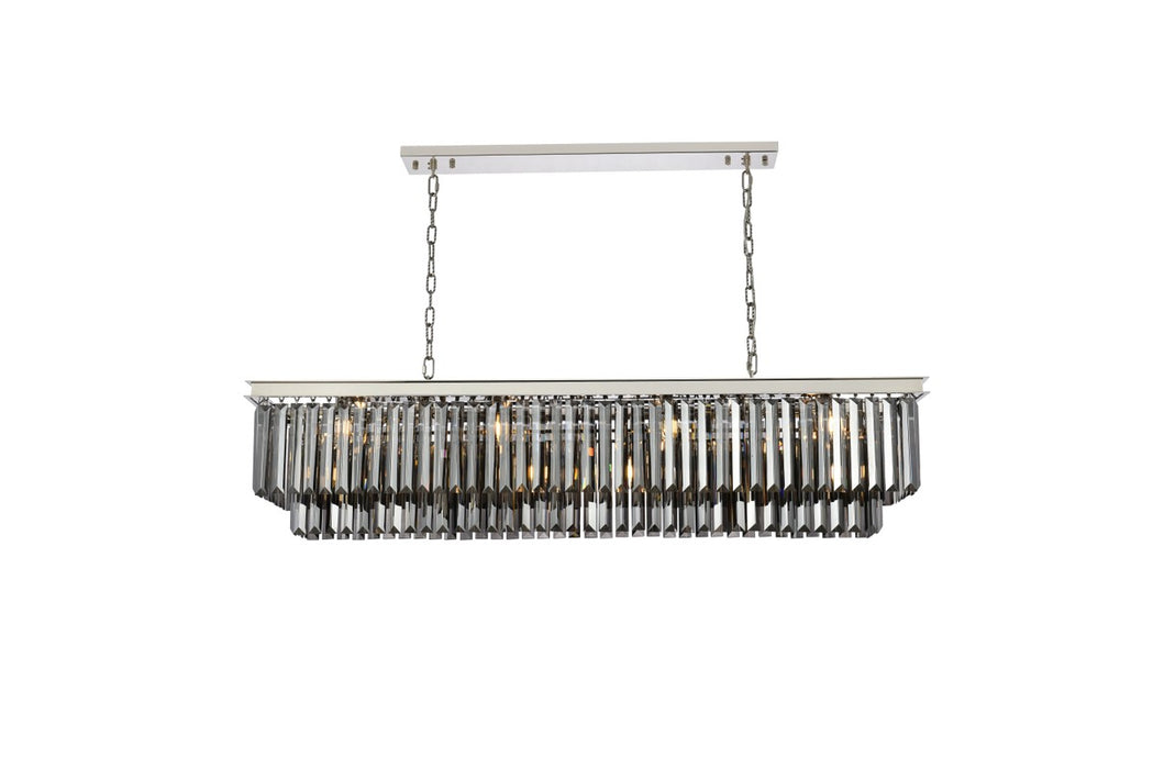 Sydney 12-Light Chandelier in Polished Nickel with Silver Shade (Grey) Royal Cut Crystal