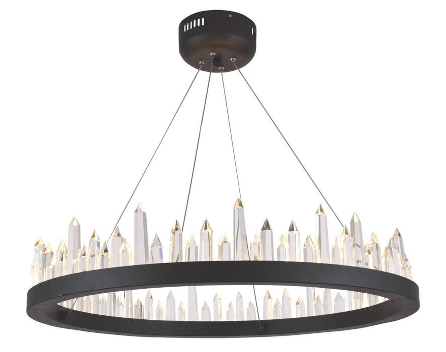 Malta 32-Light Chandelier in Satin Dark Grey with Clear Royal Cut Crystal