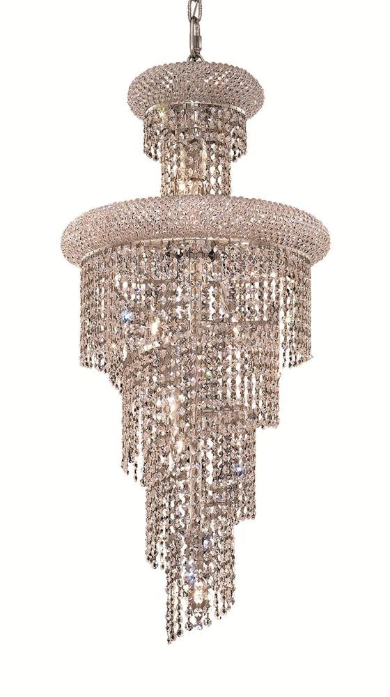 Spiral 10-Light Pendant in Chrome with Clear Royal Cut Crystal