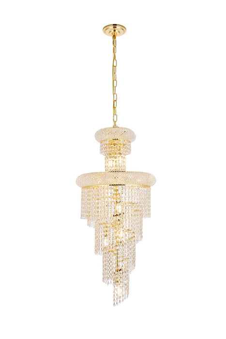 Spiral 10-Light Pendant in Gold with Clear Royal Cut Crystal