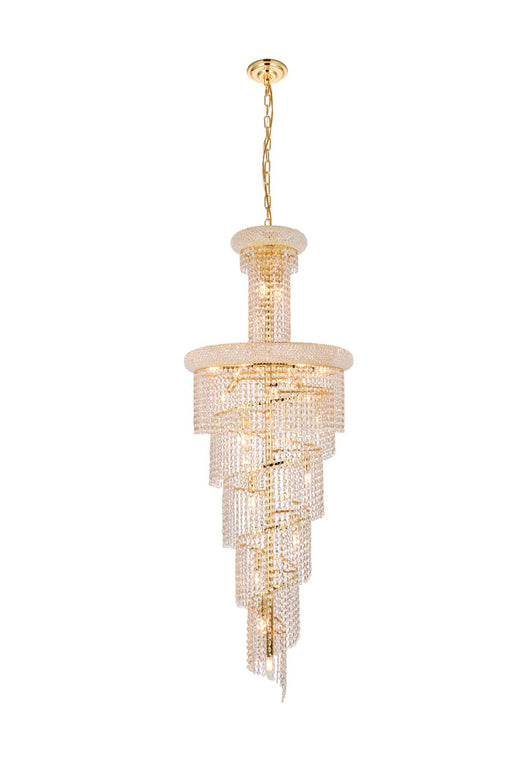 Spiral 22-Light Chandelier in Gold with Clear Royal Cut Crystal