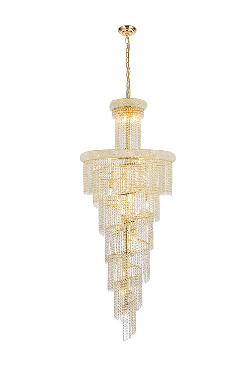 Spiral 28-Light Chandelier in Gold with Clear Royal Cut Crystal