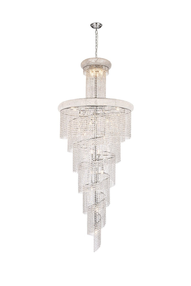 Spiral 32-Light Chandelier in Chrome with Clear Royal Cut Crystal
