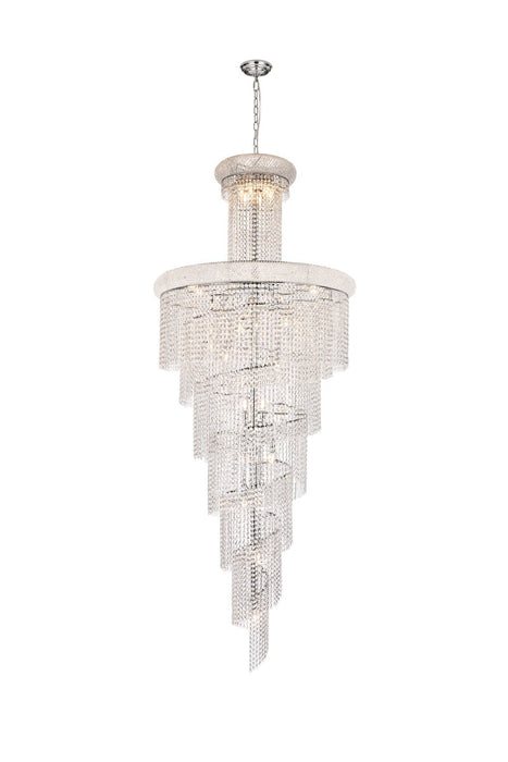 Spiral 32-Light Chandelier in Chrome with Clear Royal Cut Crystal