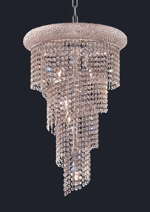 Spiral 8-Light Pendant in Chrome with Clear Royal Cut Crystal